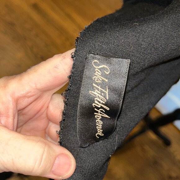 Saks Fifth Ave Black Wrap with Fringe, VINTAGE - Picture 10 of 11